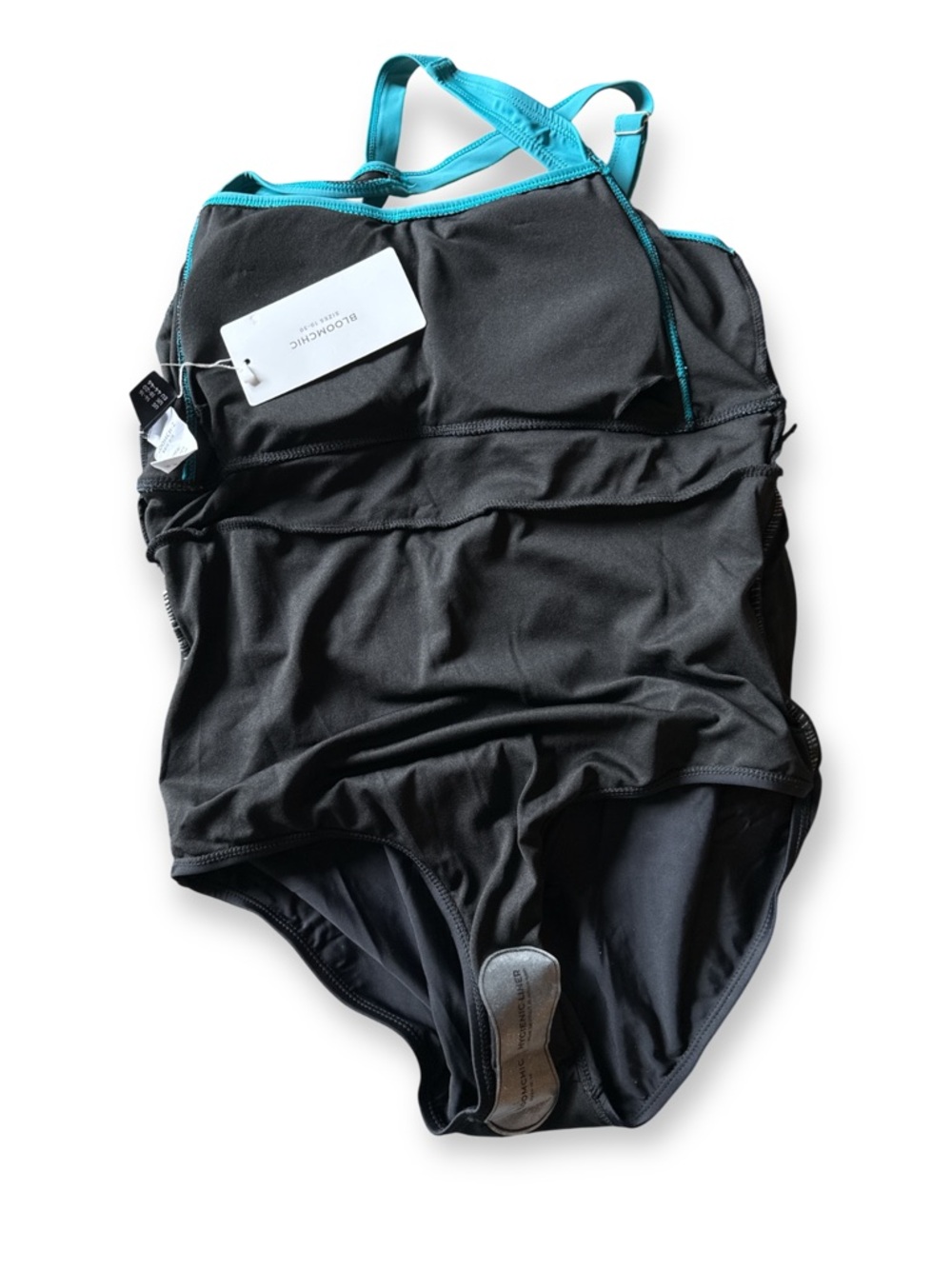 BloomChic Teal & Black Twist-Front One-Piece Swimsuit - Picture 4 of 9